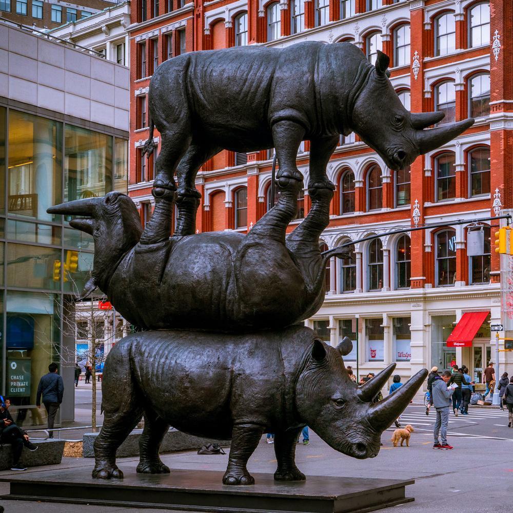 large rhino statue