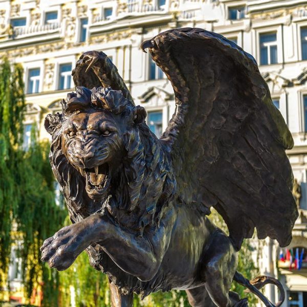 winged lion statue