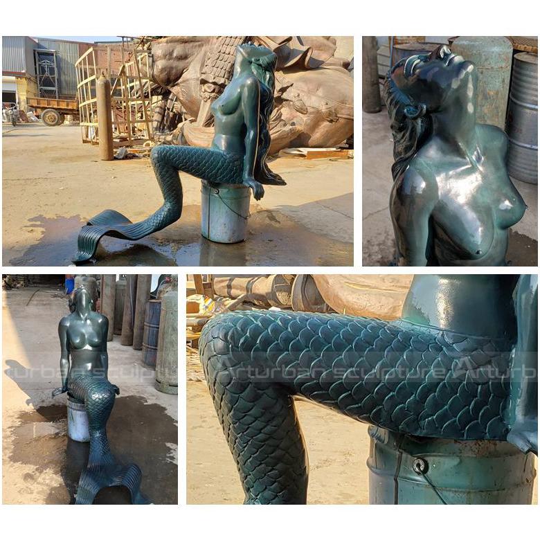 bronze beautiful mermaid sculpture