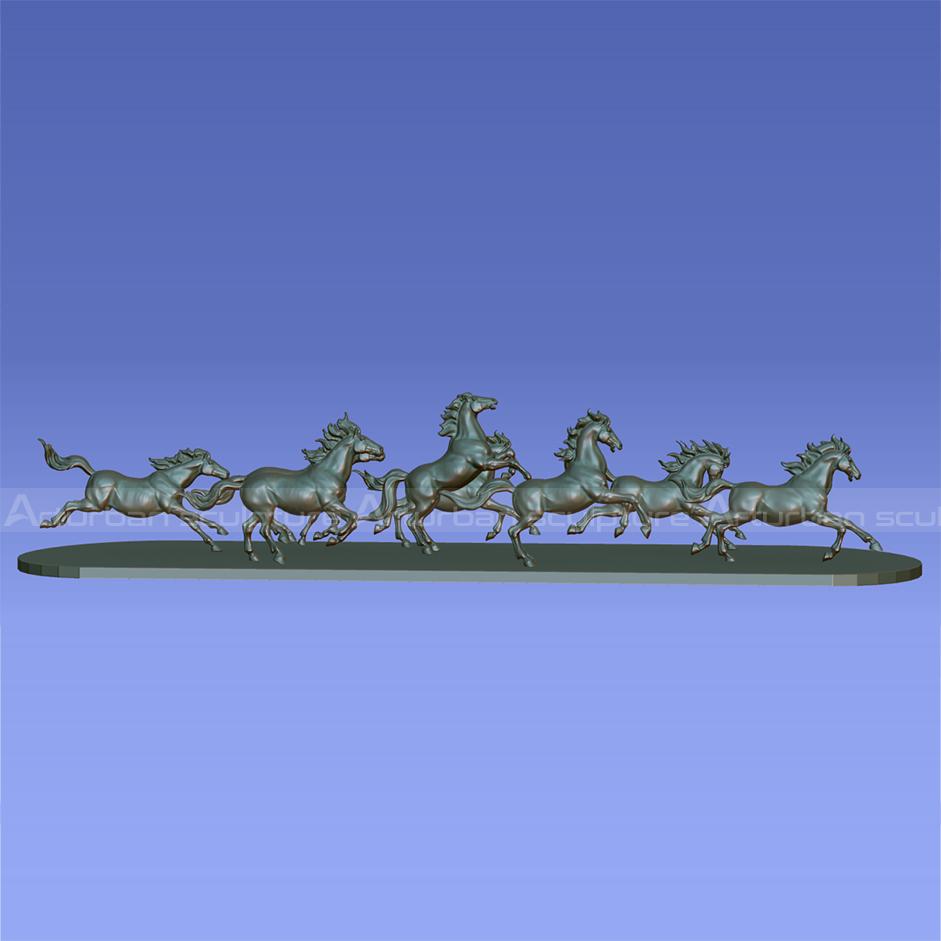 3D of galloping horse sculpture