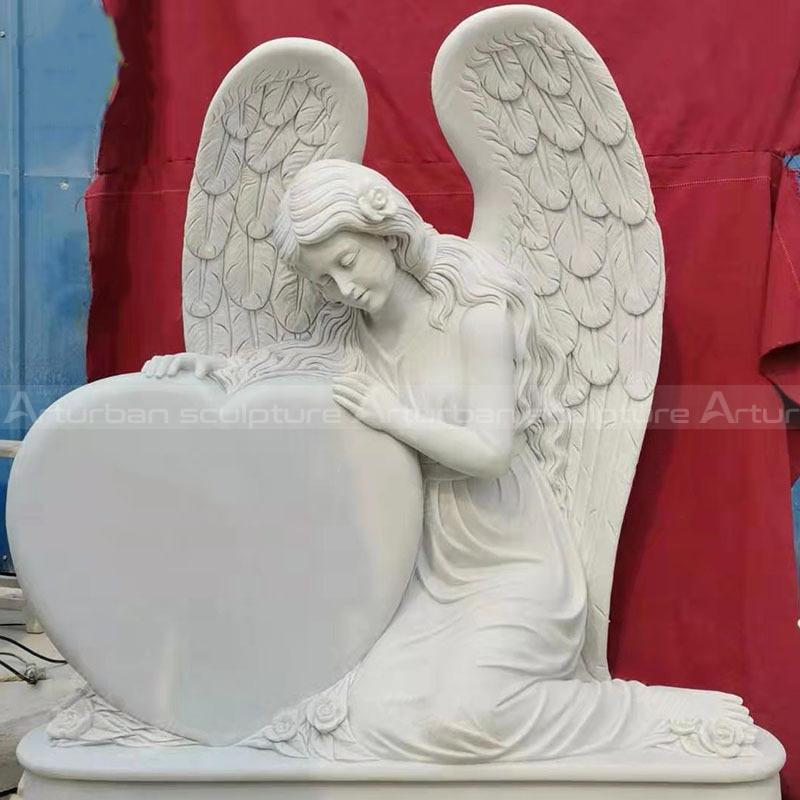 heart tombstone with angel