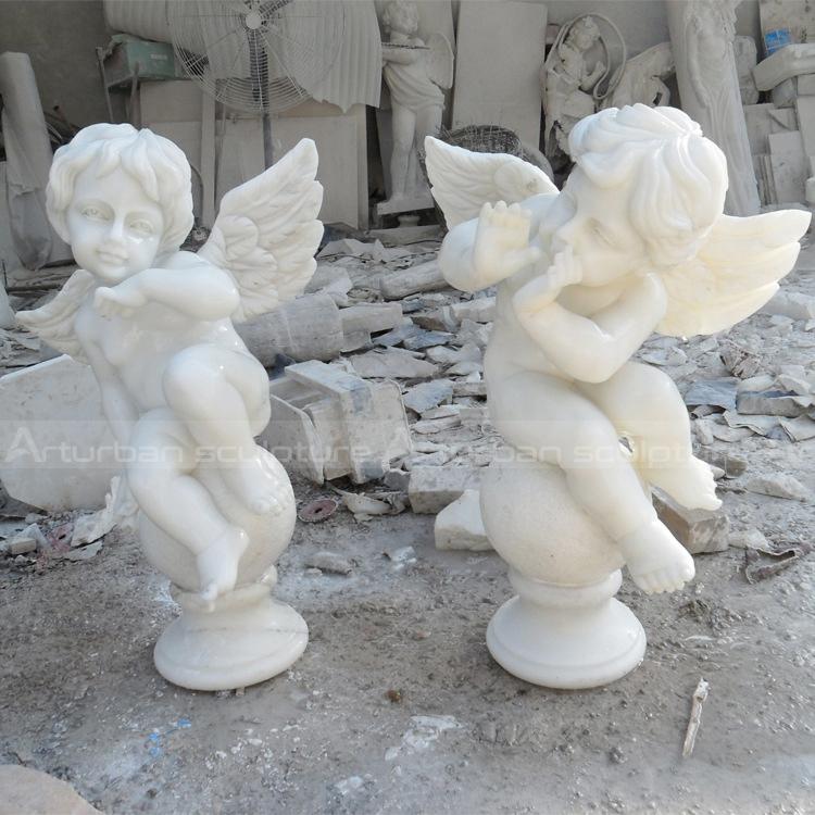 marble white cherub garden statue