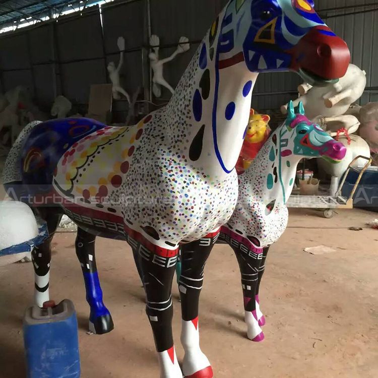 painted horse sculptures