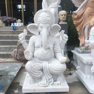 pure white marble ganesh statue