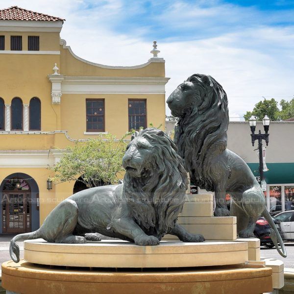 two lion statues