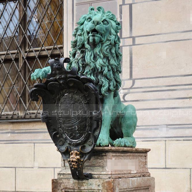 vintage bronze lion statue