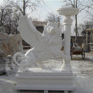white marble lion statue