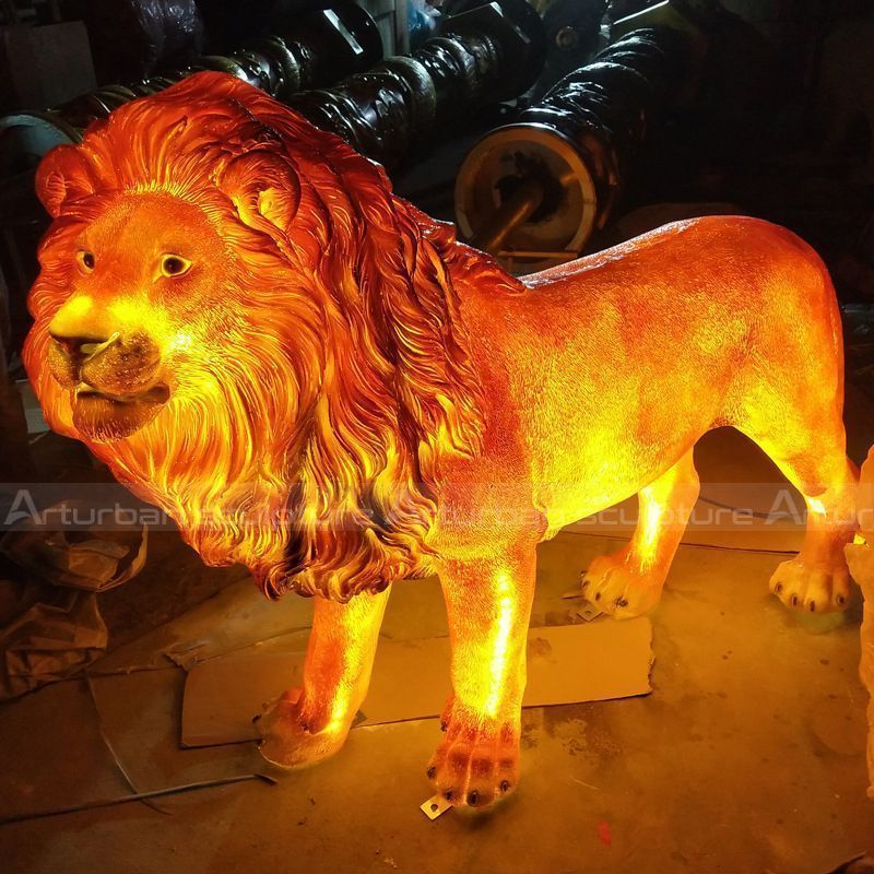 lion statue with light