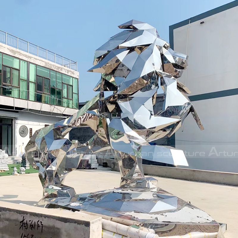 stainless steel lion sculpture