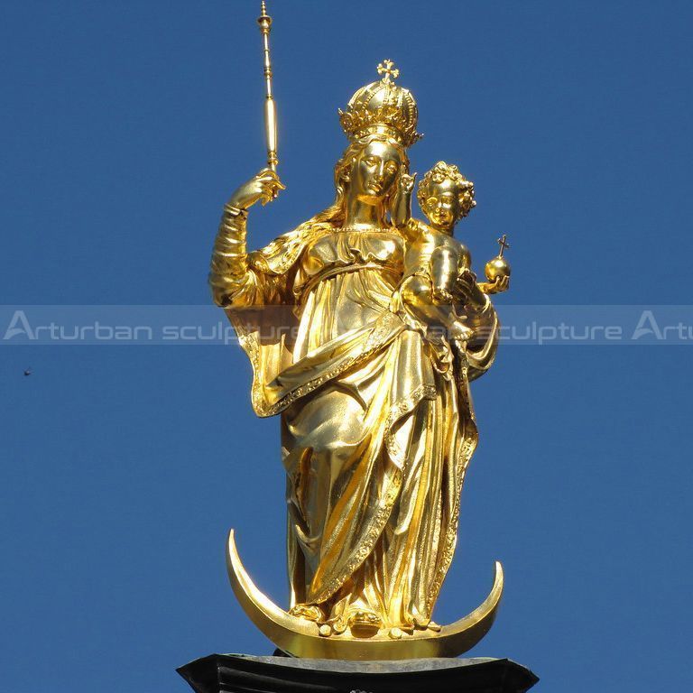 virgin mary holding jesus statue
