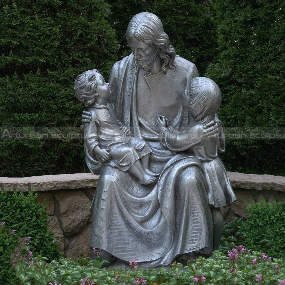jesus with children garden statue