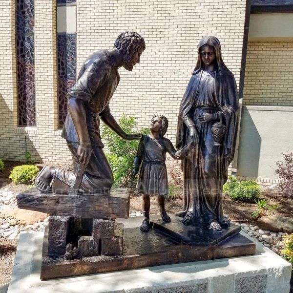 bronze holy family statue