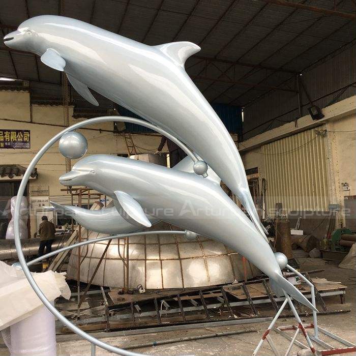 dolphin metal sculpture