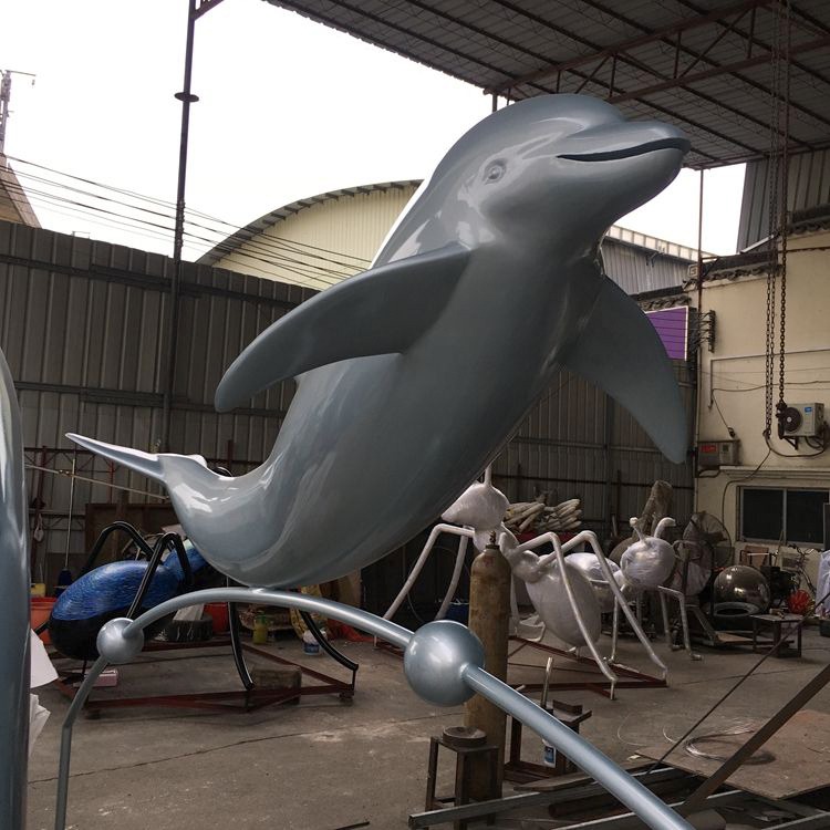 dolphin metal sculpture