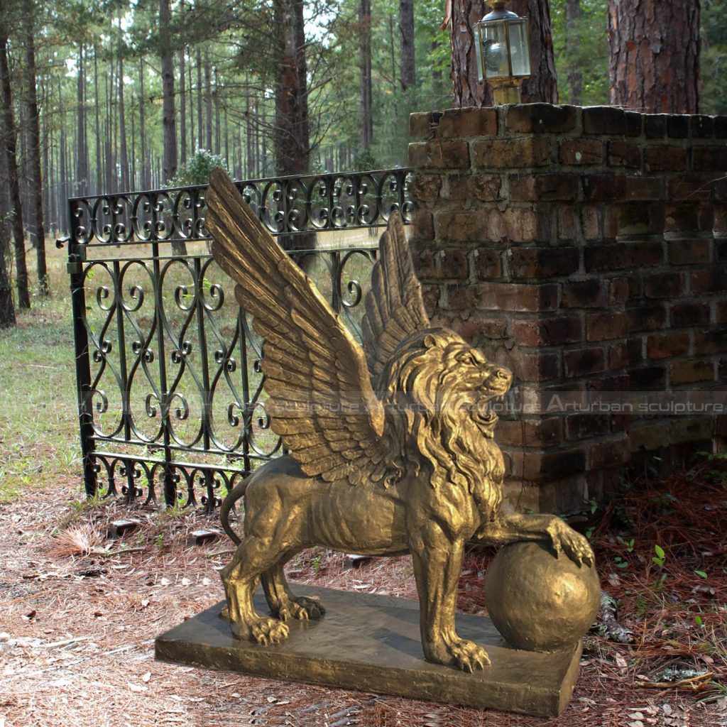 flying lion statue