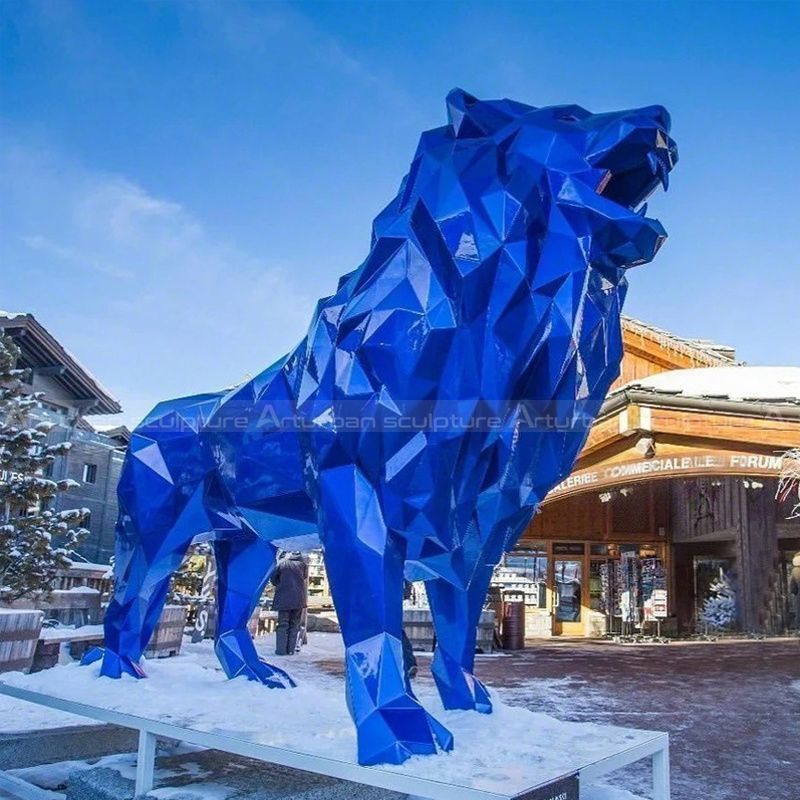 geometric lion statue