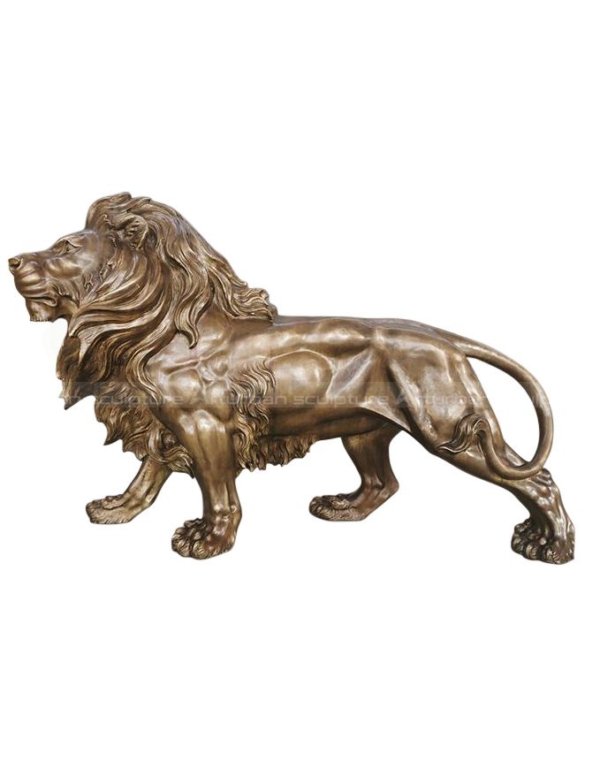 antique bronze lion statue