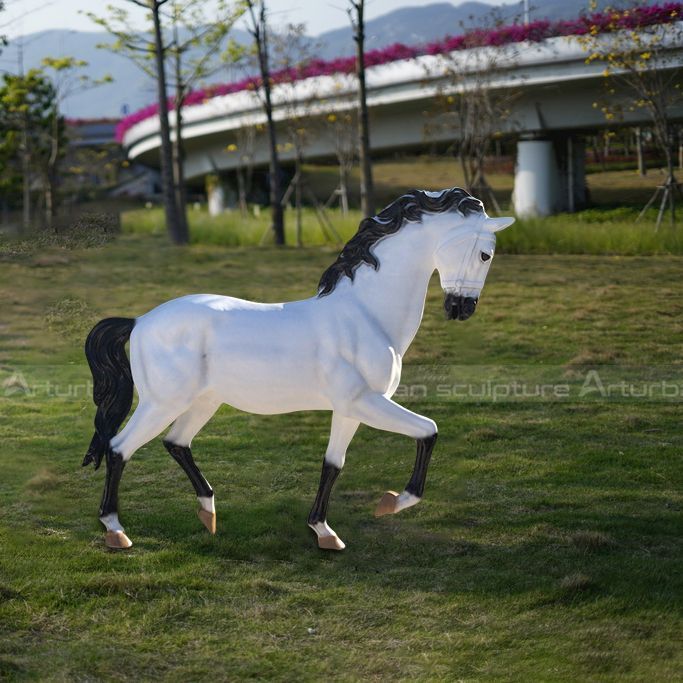 black and white horse figurine