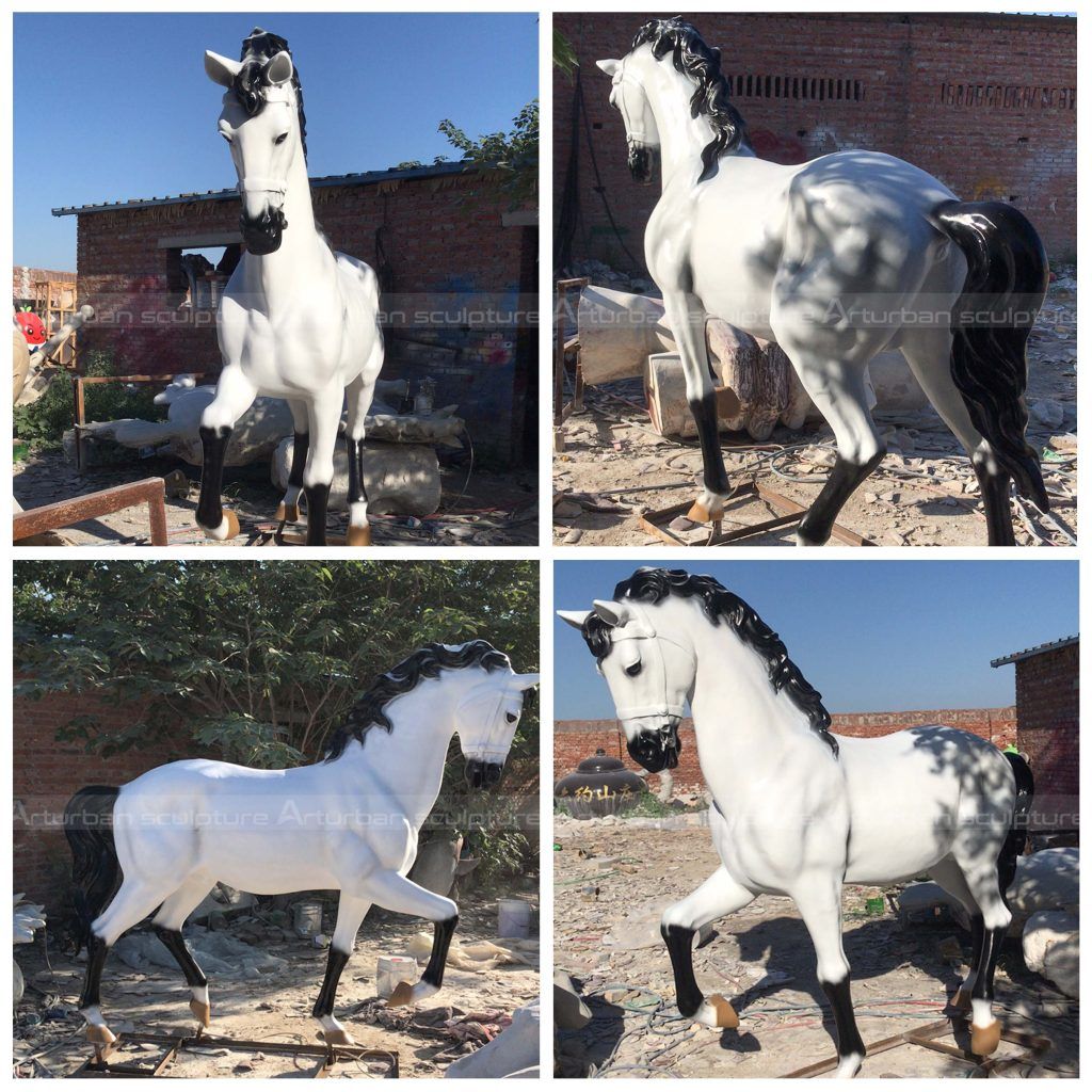 black and white horse figurine