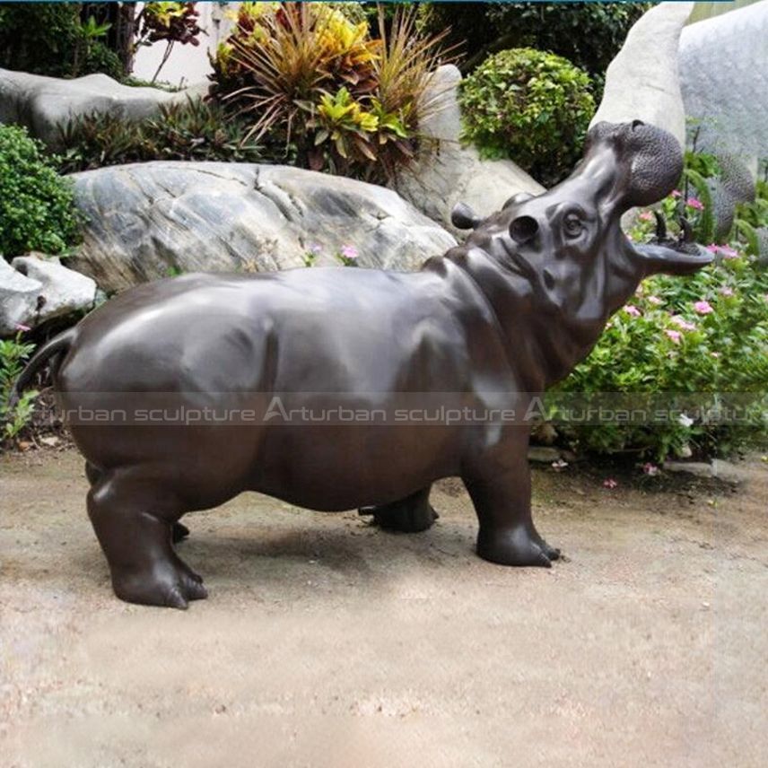 bronze hippo statue