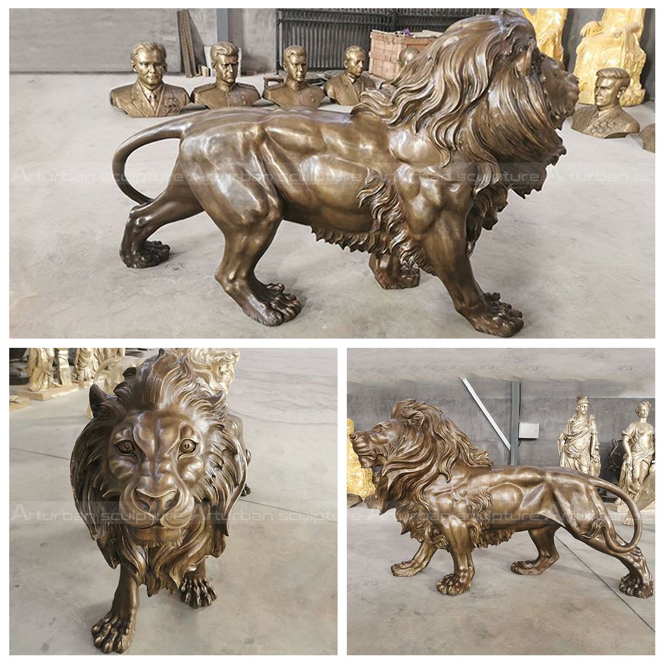 Antique Bronze Lion Statue