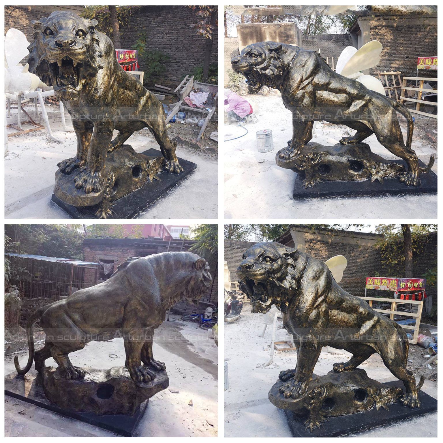 Antique Bronze Tiger Statue