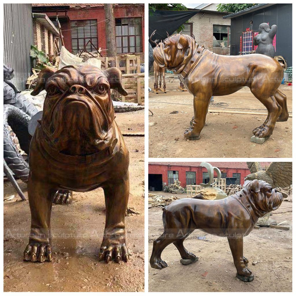 bronze french bulldog statue