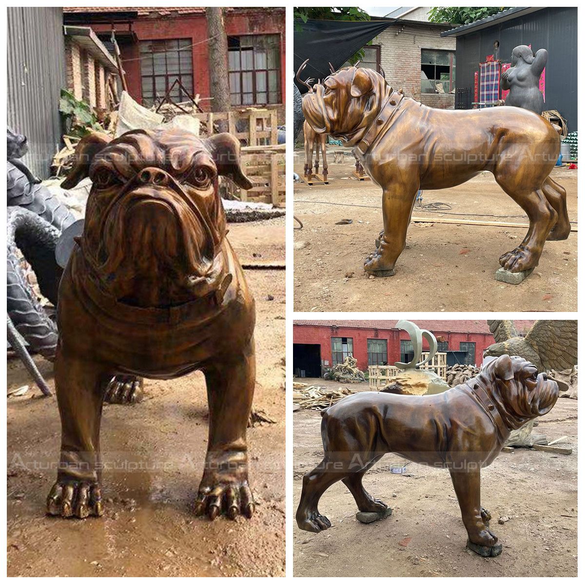 Bronze French Bulldog Statue