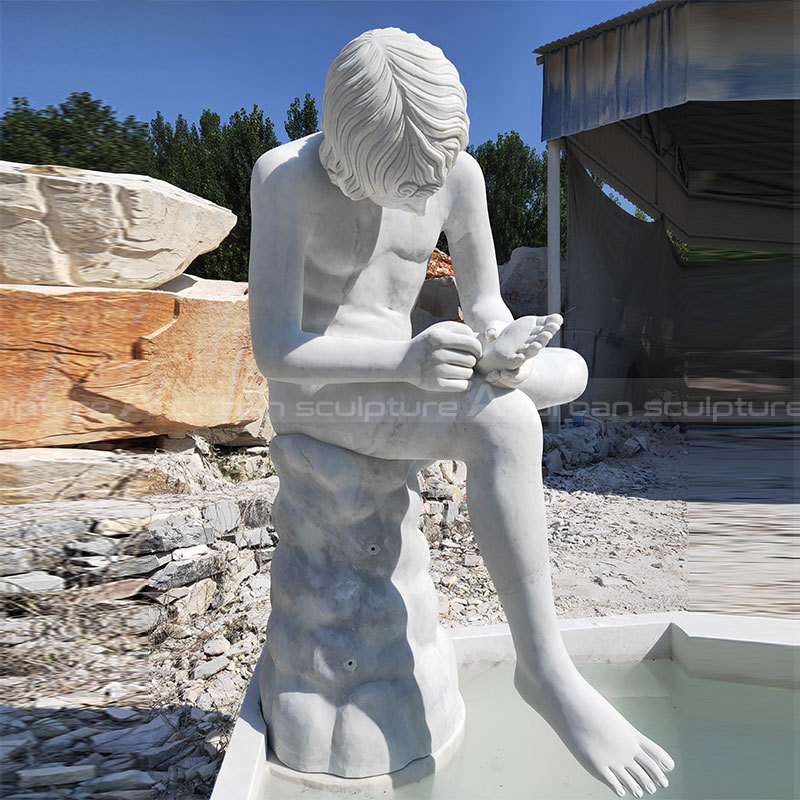 natural marble boy sculpture