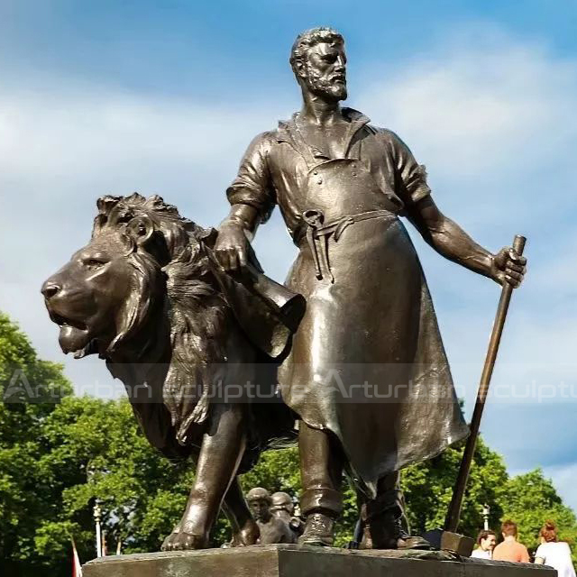 large bronze lion statue