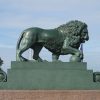 lion with ball statue