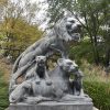 large lion garden statue
