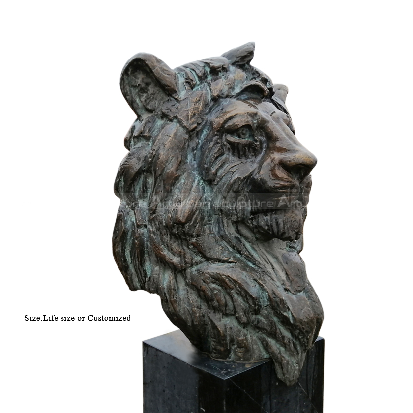 bronze lion head sculpture