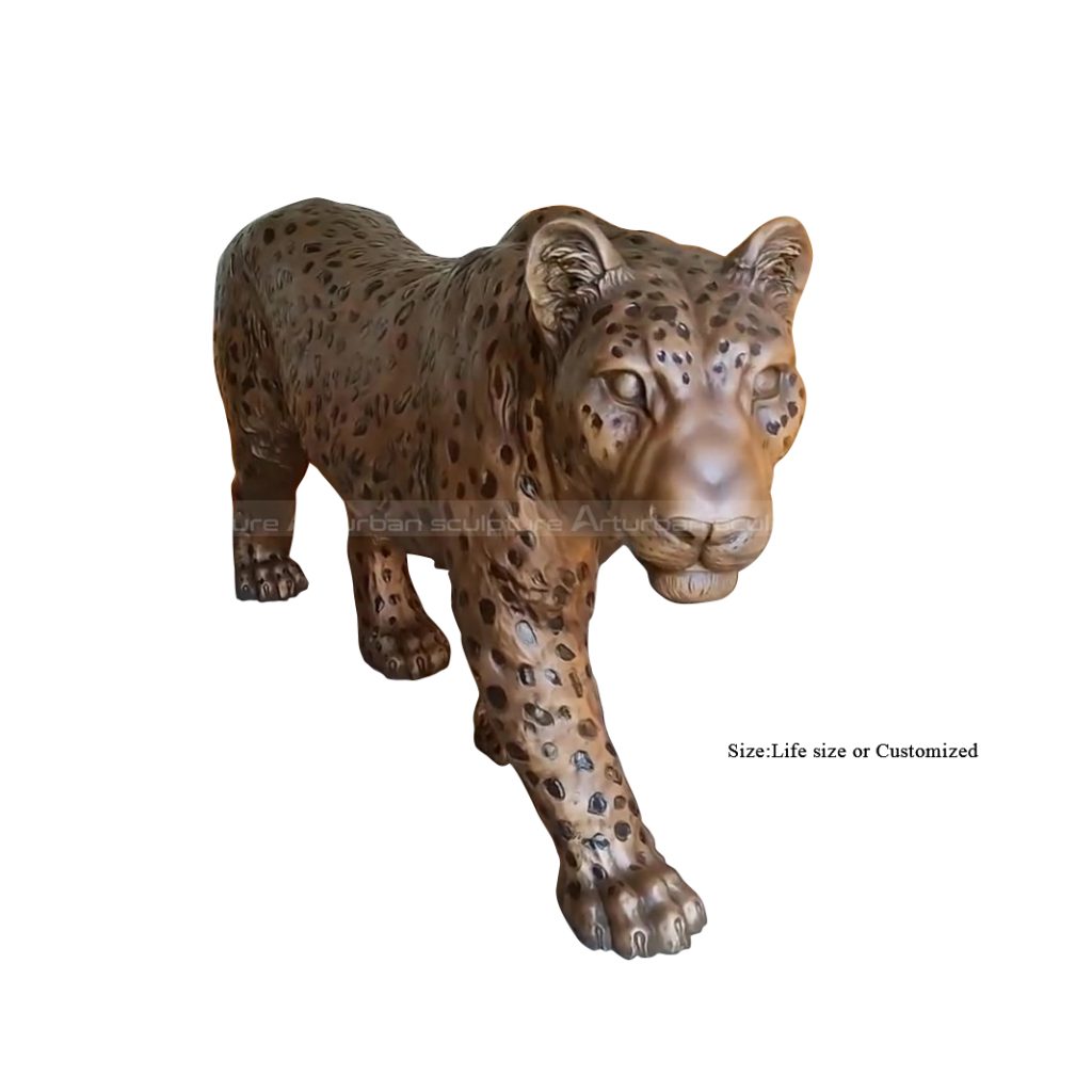 bronze leopard sculpture