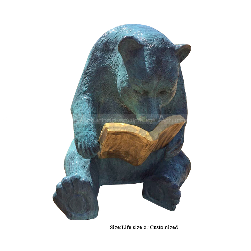  reading bear garden statue