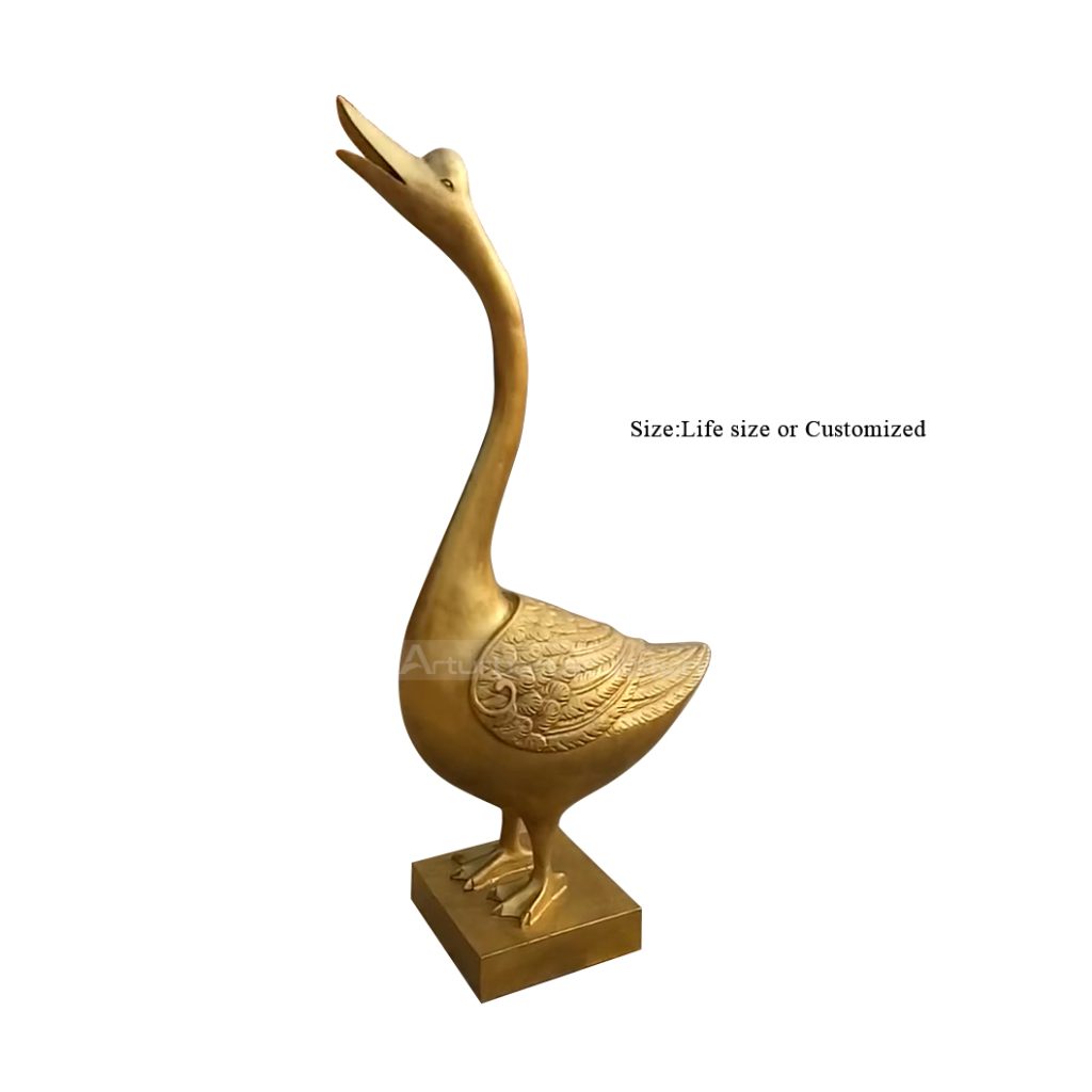 Bronze swan sculpture