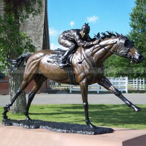 horse racing bronze sculptures