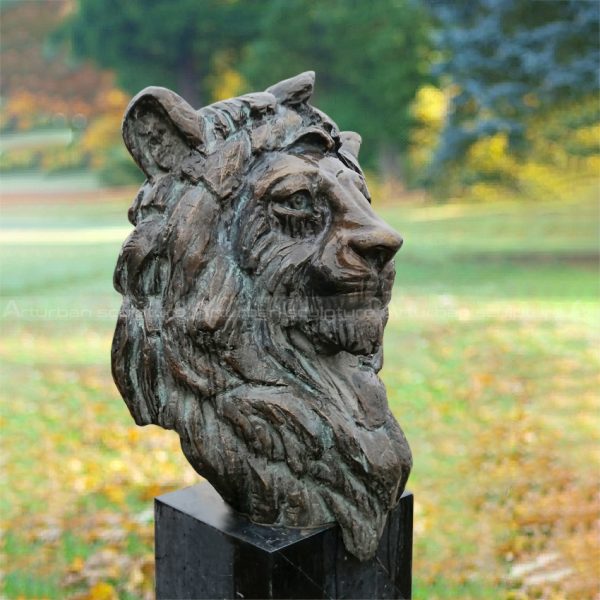 bronze lion head sculpture