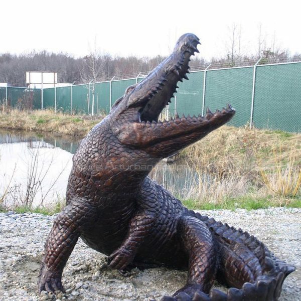 bronze crocodile sculpture