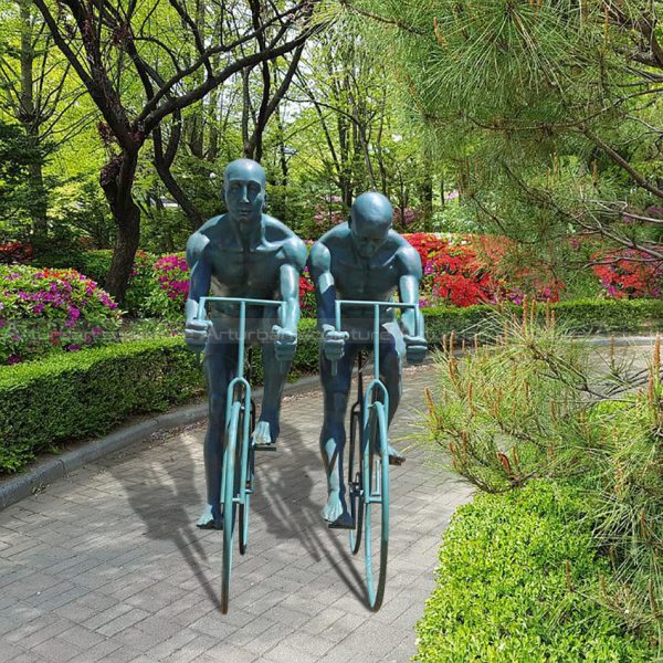 bronze cycling statue