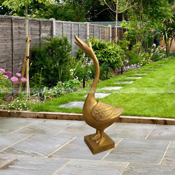 Bronze swan sculpture
