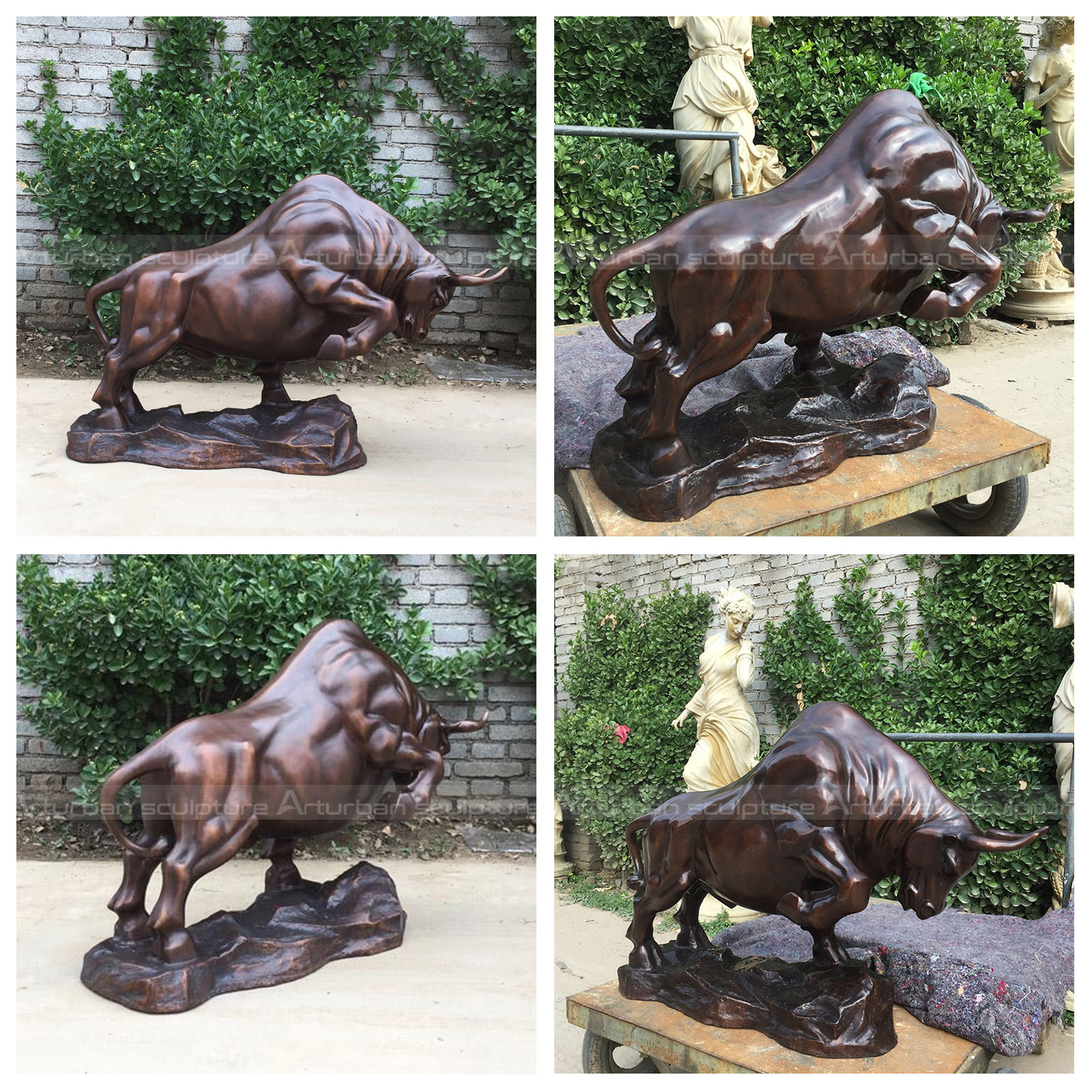 charging bull figurine