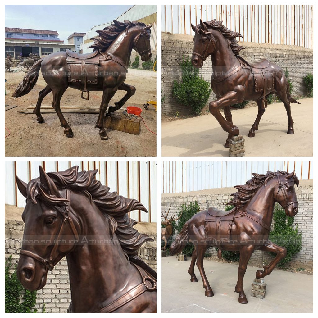 bronze running horse sculpture