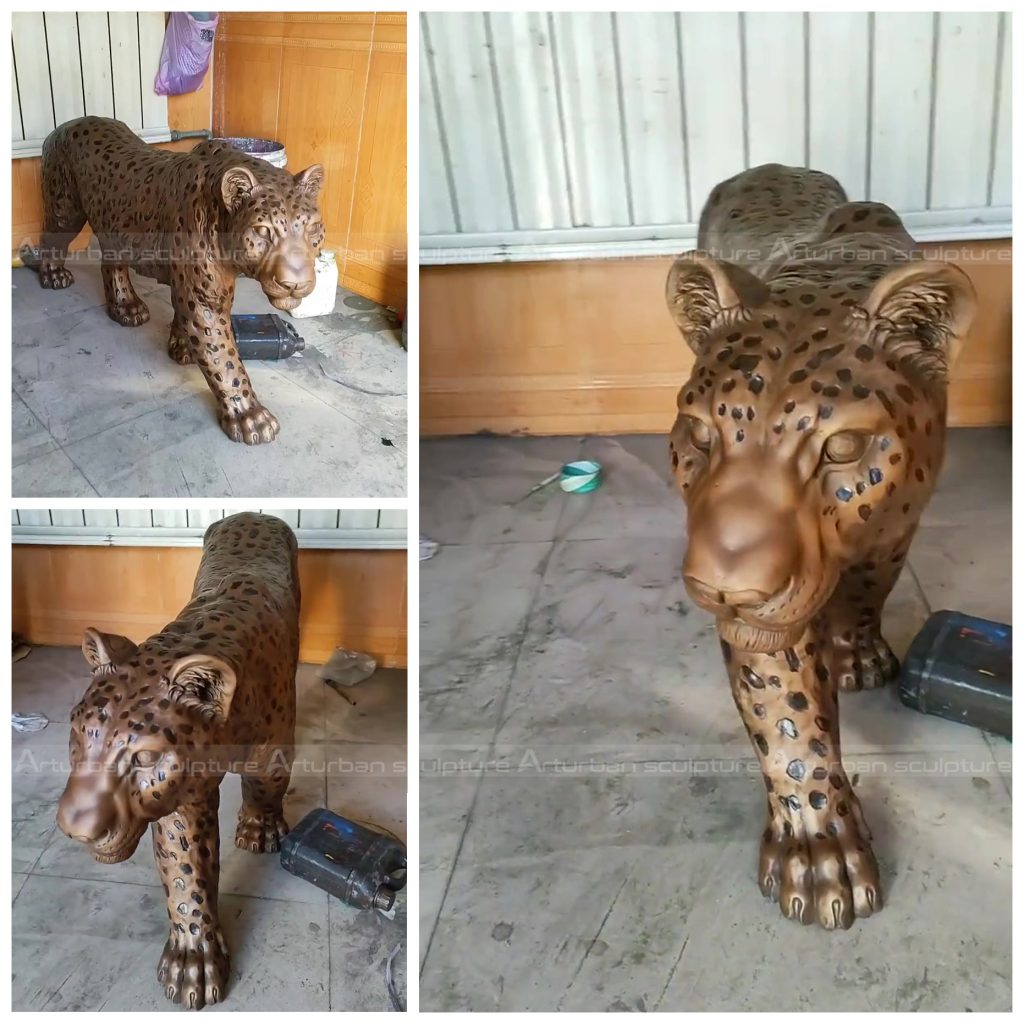 bronze leopard sculpture