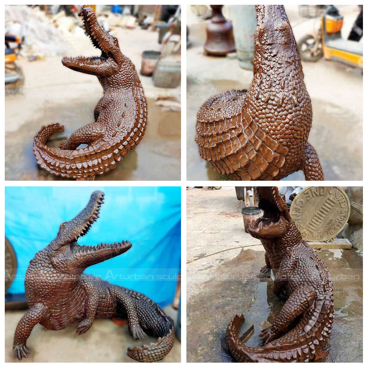 bronze crocodile sculpture