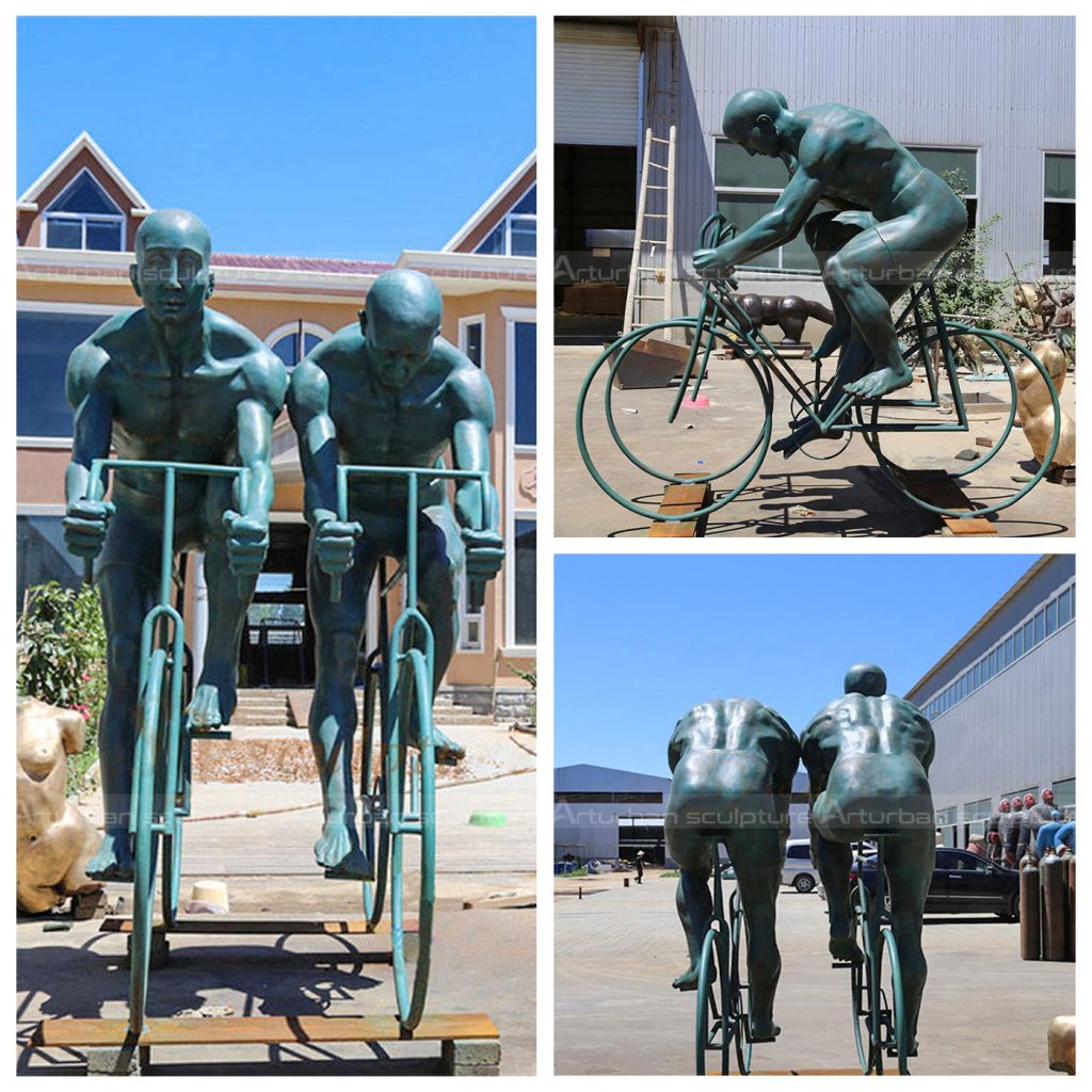 bronze cycling statue