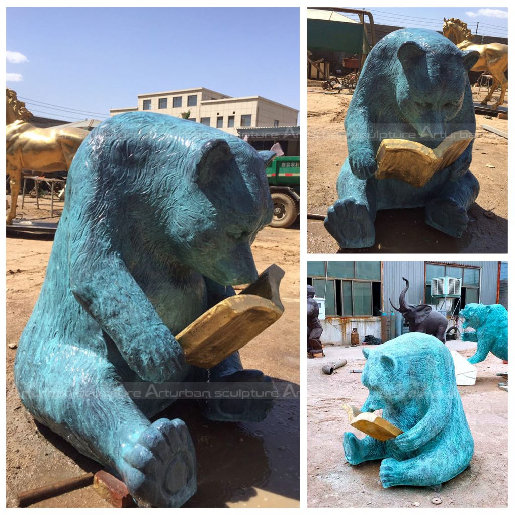  reading bear garden statue