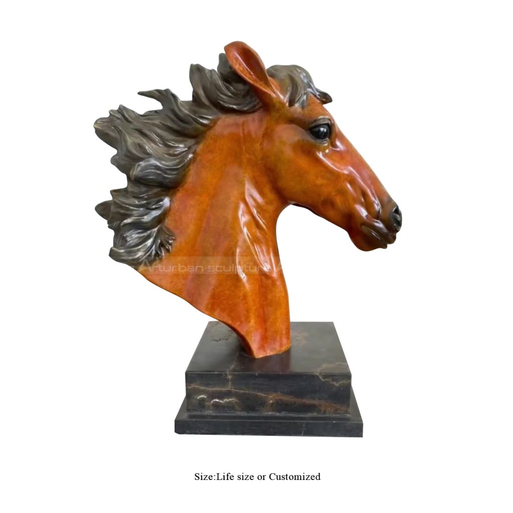 bronze horse head statue