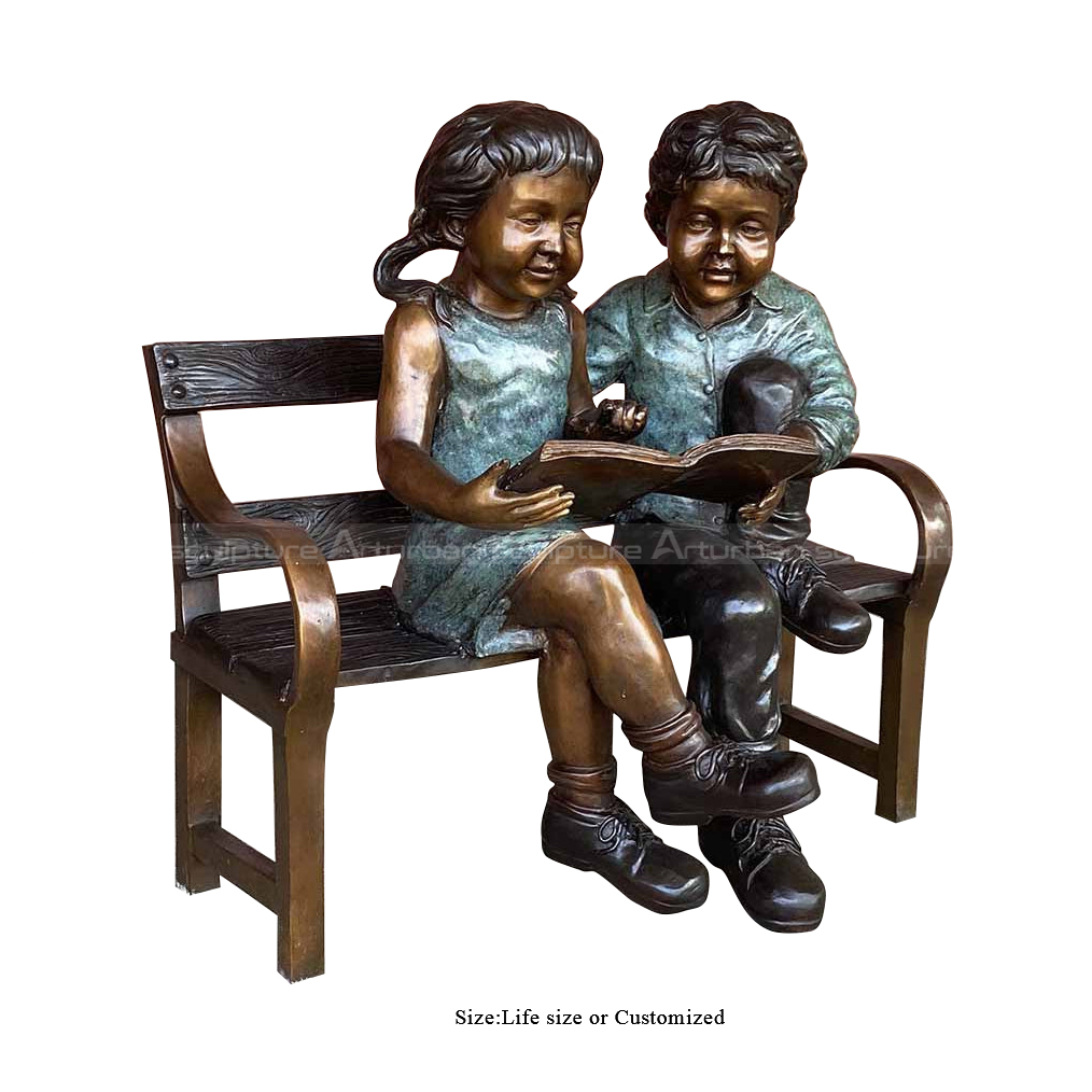 Boy And Girl Reading Garden Statue