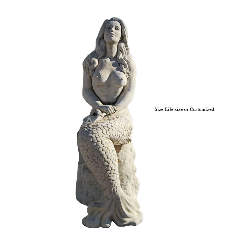 stone mermaid garden statue